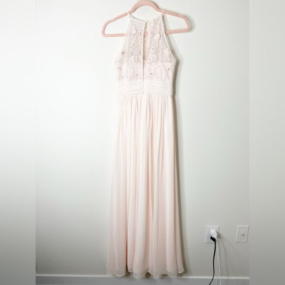 Forever New Women's Maxi Dress Long Lace beaded bodice Chiffon Pale Pink 2 - Picture 15 of 15